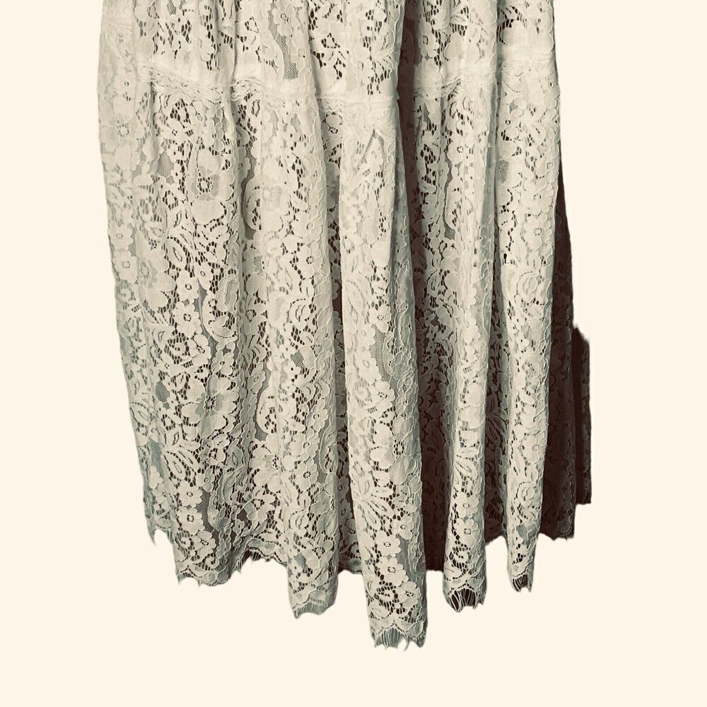NWT Lulu's Size XS Midi Dress Nude Lining Tiered Floral Lace Off Shoulder Prom - Picture 8 of 13